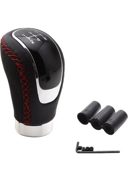 Üniversal Kırmızı Dikişli Deri Spor Görünümlü Vites Topuzu Değişen Kapaklı Aparatlı Manuel Vites Kolu ONV02