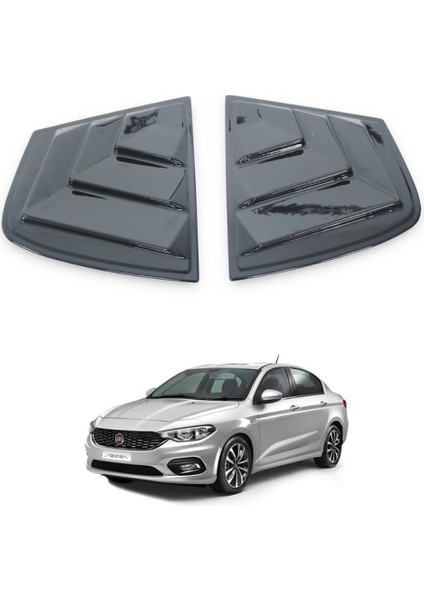 Fiat Egea Sedan 2015 Sonrası Kelebek Cam Izgarası Kelebek Cam Vizörü Havalandırma Sağ Sol Takım Parlak Siyah