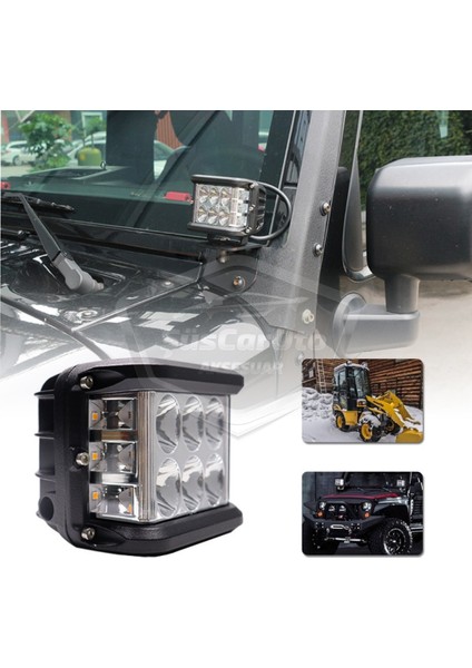 Off Road LED Lamba Delici Yayıcı Beyaz-Beyaz Flaşlı Kare Sis Farı Projektör 45W 12 LED Metal Arazi Çalışma Lambası 1 Adet ONP0524