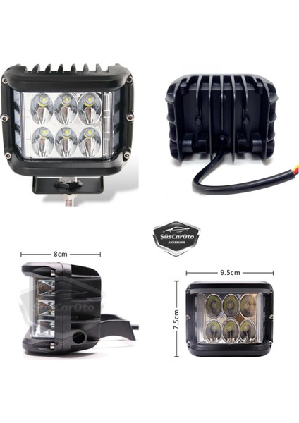 Off Road LED Lamba Delici Yayıcı Beyaz-Beyaz Flaşlı Kare Sis Farı Projektör 45W 12 LED Metal Arazi Çalışma Lambası 1 Adet ONP0524