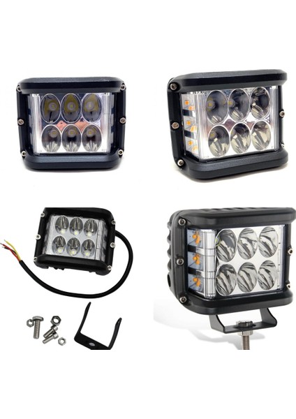 Off Road LED Lamba Delici Yayıcı Beyaz-Beyaz Flaşlı Kare Sis Farı Projektör 45W 12 LED Metal Arazi Çalışma Lambası 1 Adet ONP0524