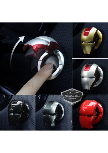 Start Stop Tuşu Kapağı Iron Man Metal Tuş Koruyucu Dekoratif Özel Çinko Alaşım Siyah fırsatları