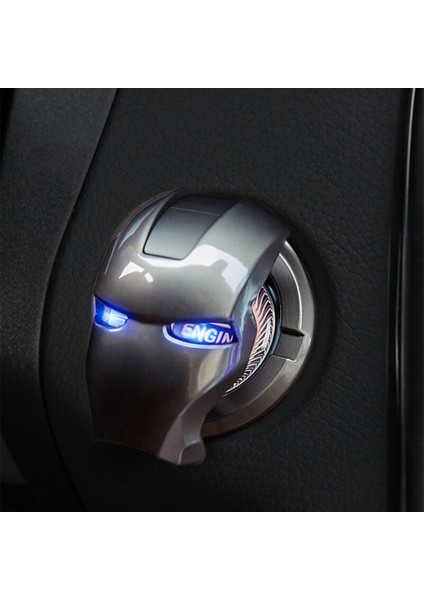 Start Stop Tuşu Kapağı Iron Man Metal Tuş Koruyucu Dekoratif Özel Çinko Alaşım Siyah