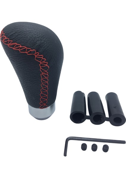 Üniversal Kırmızı Dikişli Deri Spor Görünümlü Vites Topuzu Aparatlı Manuel Vites Kolu ONV230