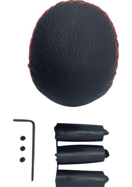 Üniversal Kırmızı Dikişli Deri Spor Görünümlü Vites Topuzu Aparatlı Manuel Vites Kolu ONV230 modelleri