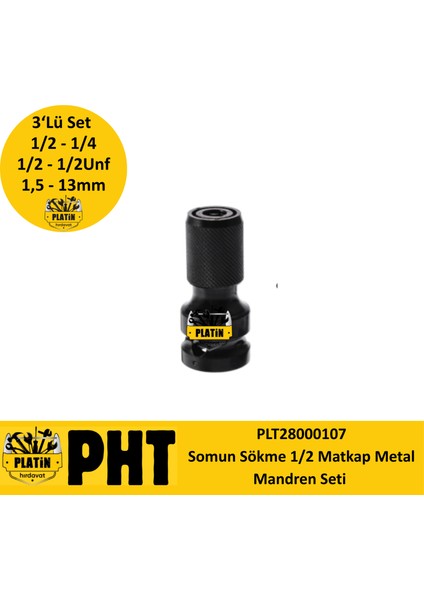 Somun Sökme 1/2 Matkap Mandren Seti 3 Parça modelleri