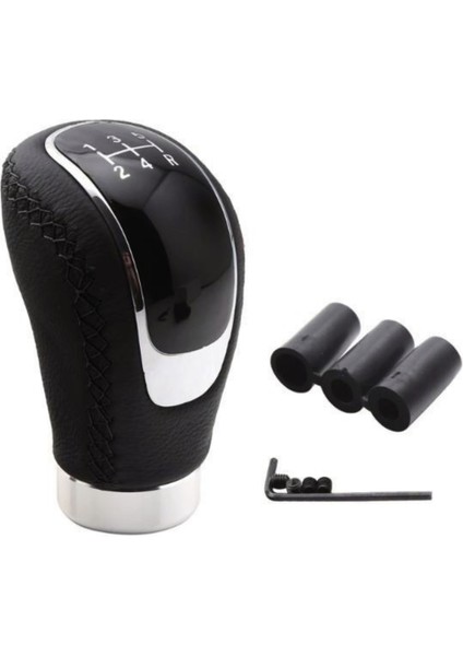 Üniversal Siyah Dikişli Deri Spor Görünümlü Vites Topuzu Değişen Kapaklı Aparatlı Manuel Vites Kolu ONV01