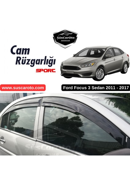 Ford Focus 3 - 3.5 Sedan 2011-2017 Uyumlu Mugen Cam Rüzgarlığı Seti Piano Black 4'lü Ithal