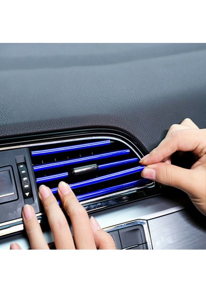 Araç Içi Klima Havalandırma Izgarası Dekoratif Şerit Trim Seti Mavi fırsatları