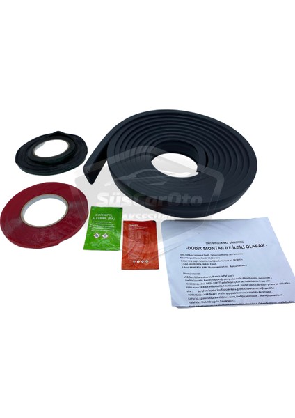 Üniversal Elastik Çamurluk Dodik Seti Poliüretan Çamurluk Kaplaması 45 mm x 6 Metre Montaj Setli Siyah indirimleri