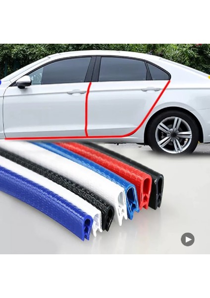 Araç Kapı Koruma Fitili Çarpma Çizik Önleyici Fitil U Tip Kırmızı 5 Metre