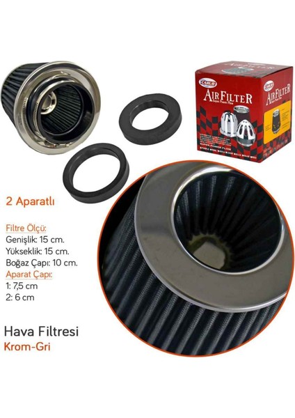 Carub Performans ve Ses Arttırıcı Açık Hava Filtresi +6 Hp Açık Tip Gri Aparatlı Üniversal fiyatları
