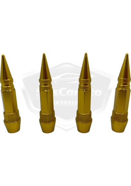 Sivri Sibop Kapağı Mermi Sibop Kapağı Araba Motosiklet Bisiklet Metal 4 Lü Set Altın Sarı fiyatları