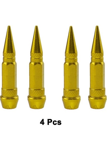 Sivri Sibop Kapağı Mermi Sibop Kapağı Araba Motosiklet Bisiklet Metal 4 Lü Set Altın Sarı