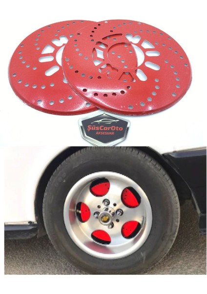 Üniversal Kampana Sacı Disk Sacı Disk Fırfırı 2'li Set 14'' ve Üzeri Kırmızı