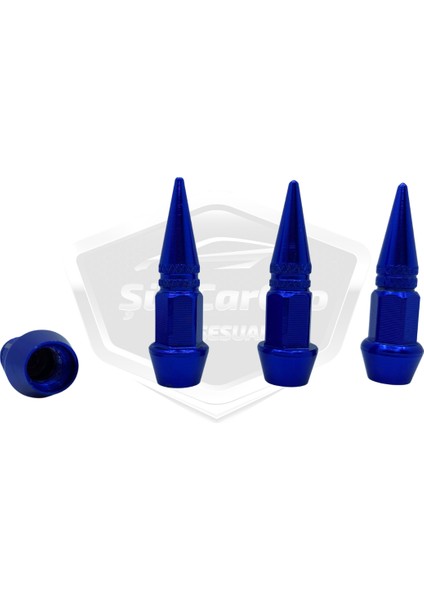 Sivri Sibop Kapağı Mermi Sibop Kapağı Araba Motosiklet Bisiklet Metal 4 Lü Set Mavi modelleri