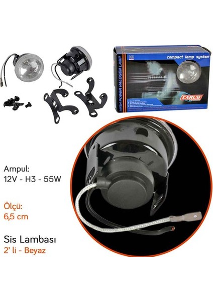 Carub Yuvarlak Sis Lambası 6,5 cm Beyaz 12V fiyatları