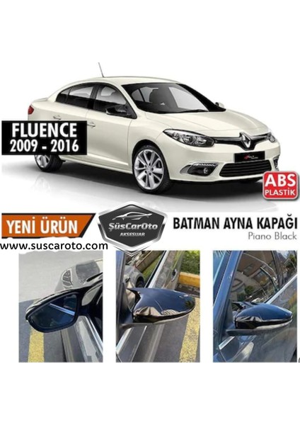 Renault Fluence 2009-2016 Batman Yarasa Ayna Kapağı Piano Black Abs Plastik