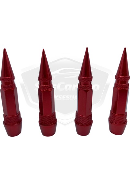 Sivri Sibop Kapağı Mermi Sibop Kapağı Araba Motosiklet Bisiklet Metal 4 Lü Set Kırmızı fiyatları
