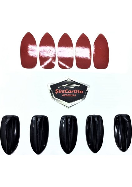 5 Li Mini Shark Balina Anten Seti Balık Sırtı Süs Anten Siyah