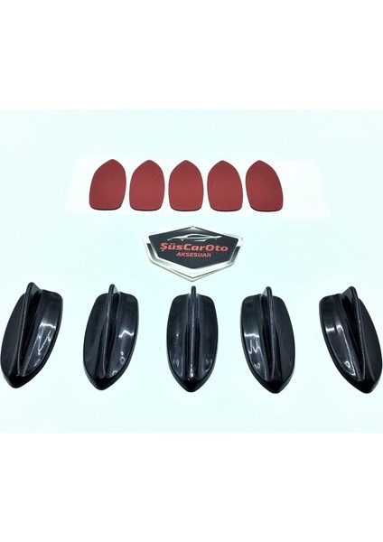 5 Li Mini Shark Balina Anten Seti Balık Sırtı Süs Anten Siyah