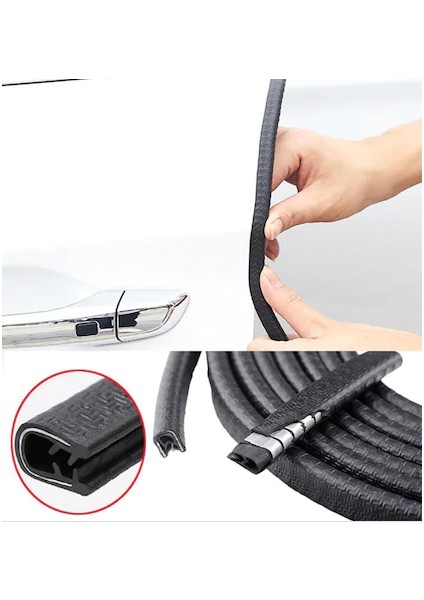 Araç Kapı Koruma Fitili Çarpma Çizik Önleyici Fitil U Tip Siyah 5 Metre