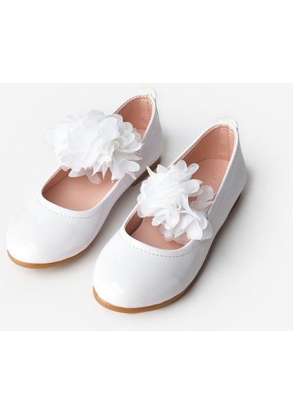 Beyaz Tül Çiçekli Kız Çocuk Ayakkabı fırsatları
