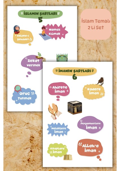 Islam/dini Temalı 2'li Set Islami Sticker -Ajanda Laptop Tablet Defter Telefon Bullet Journal-Etiket