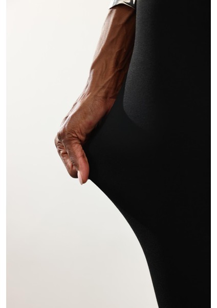 Siyah Kemerli Likralı Düz Kesim Pantolon 17152 fiyatları