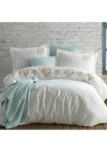 Fiona Pamuk Saten Nakışlı Nevresim Takımı Ekru modelleri