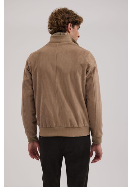 Kahve Comfort Fit Hakim Yaka Kadife Mont fırsatları