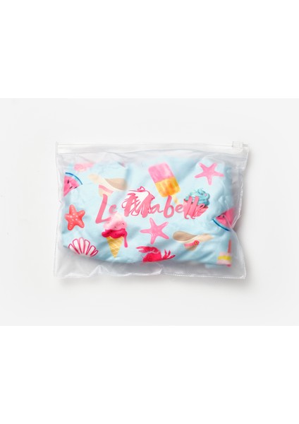 Mavi Dondurma Desenli Kız Çocuk Mayo