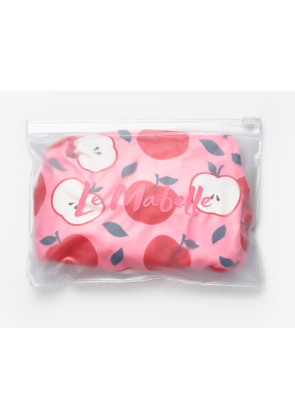 Pembe Elma Desenli Kız Çocuk Mayo