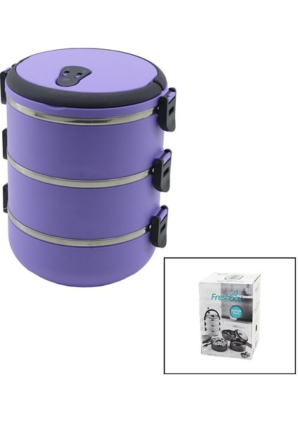 Lila 3lü Sefer Tası Saklama Kabı 1.8lt (4741)