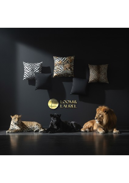 İçi Dolu Krep Örgü Üzerine Dijital Baskılı Kırlent 45x43 cm | Leopar Desenli Dekoratif Yastık modelleri