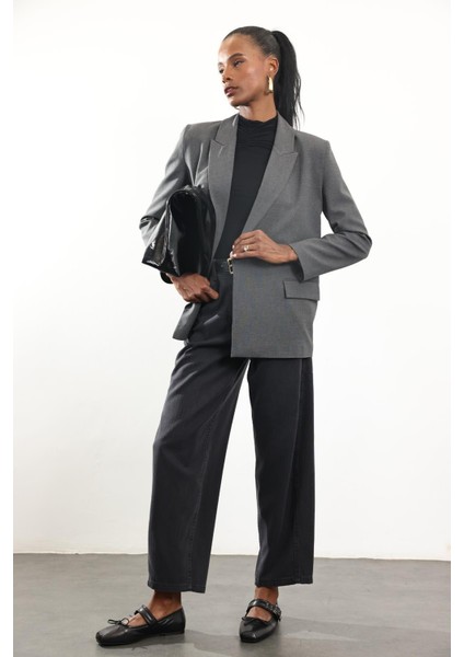 Antrasit Çift Düğmeli Blazer Ceket 17165 fırsatları