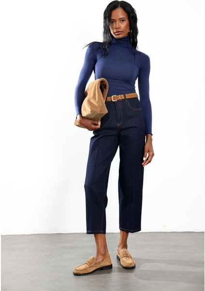 Rins Yıkamalı Yüksek Bel Baggy Jean RM3004