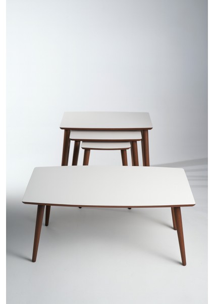 Istanbul Orta Sehpa ve 3'lü Zigon Sehpa Seti %100 Mdf Beyaz