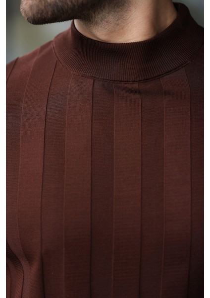 Kahverengi Yarım Balıkçı Erkek Triko Kazak E7423 fiyatları