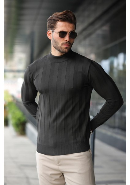 Antrasit Yarım Balıkçı Erkek Triko Kazak E7423