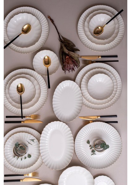 Bone Luz Form Yemek Takımı Altın 27 Parça 6 Kişilik