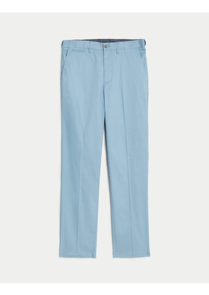 Regular Fit Hafif Dokulu Chino Pantolon