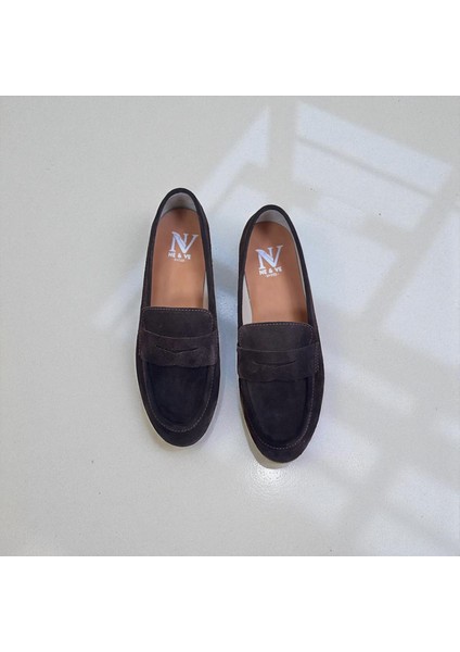 Kahve Süet Hakiki Deri Kadın Loafer Ayakkabı