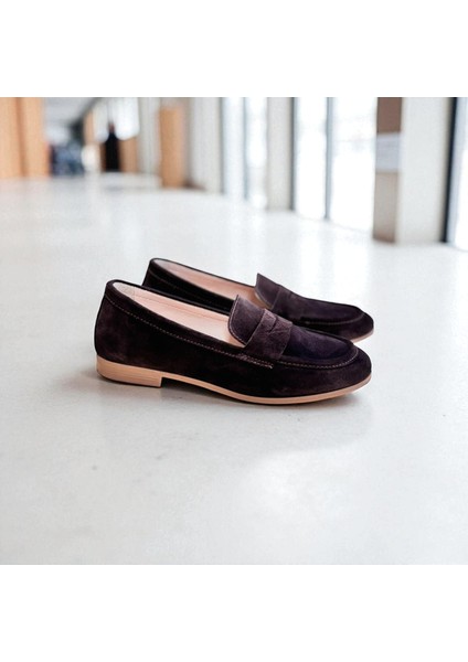 Kahve Süet Hakiki Deri Kadın Loafer Ayakkabı modelleri