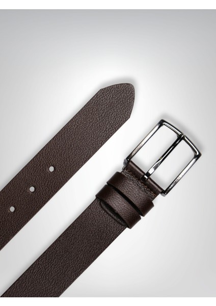 Hakiki Deri Erkek Kemer – Düz Desen, 4cm, Koyu Kahve | 7689