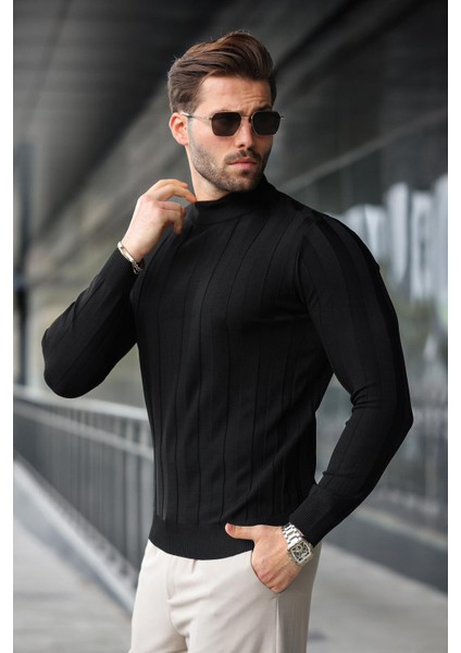 Siyah Yarım Balıkçı Erkek Triko Kazak E7423 fiyatları