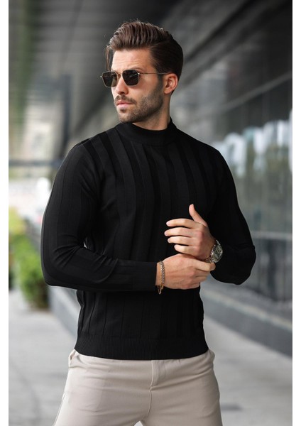 Siyah Yarım Balıkçı Erkek Triko Kazak E7423 fırsatları