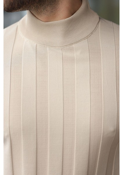 Taş Rengi Yarım Balıkçı Erkek Triko Kazak E7423 fiyatları