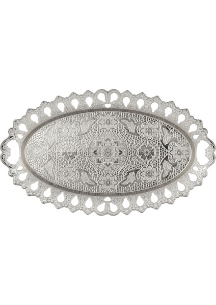 Neslişah Oval 2 Kişilik Metal Sunum Tepsi (438-2)