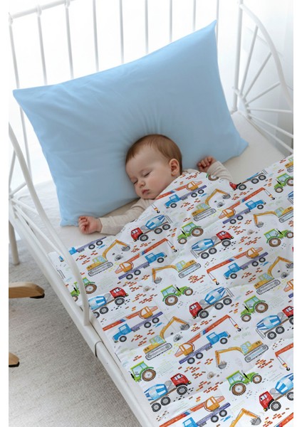 Montessori Yorgan Seti (95X195 Cm) - Iconic Serisi - Renkli Iş Makinaları fiyatları